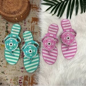 Bundle of (2) Jack Rogers Blue Pink Rubber Slip On Flip Flops Sandals 8